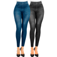 thumbnail image 1 of Pack de 2 Leggins Mujer Unitalla Mezclilla Faja Alta Estilo Pantalón Mezclilla Jegging Tiro Alto, Mallon licra Cómodos Elásticos, 1 of 5