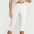 thumbnail image 5 of CFLVAEK Dressy Capris for Women High Waist Stretch Plus Size Womens Capris Pants Pull On Slacks with Pockets Work Casual White XXXL, 5 of 9