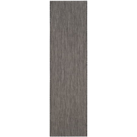 SAFAVIEH Courtyard Morven Chevron Stripes Indoor/Outdoor Runner, 2'3" x 22', Black/Beige