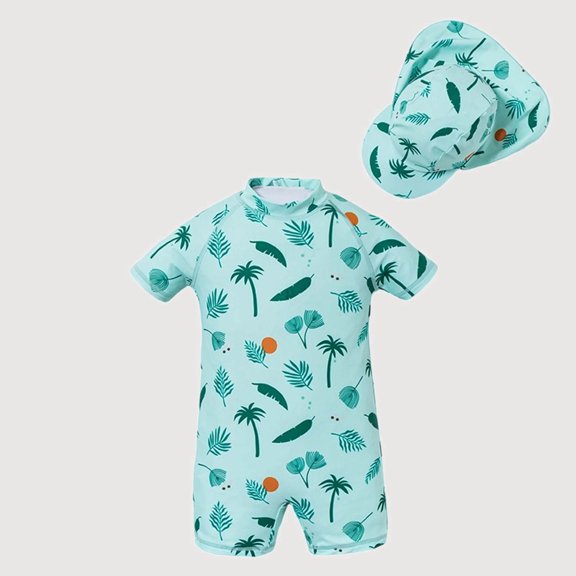Gyujnb Short Sleeve One Piece Rash Guard with Cloud Print for Beach Pool Outdoor Trips (Toddler,Little Boys),3-4 Years