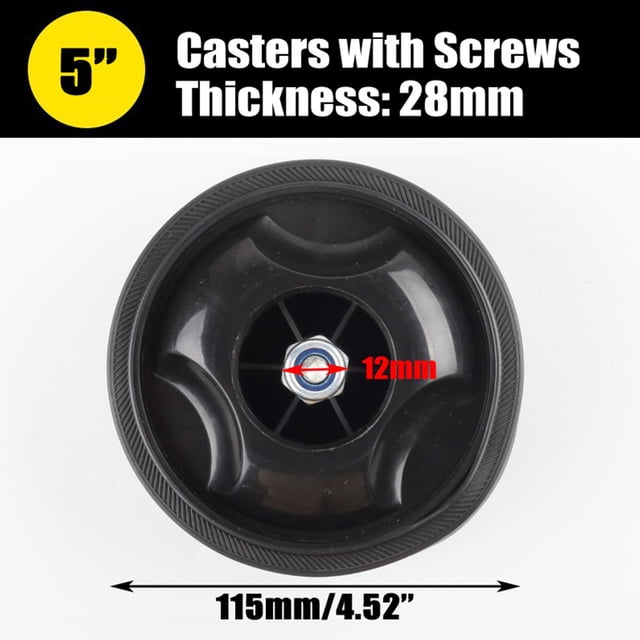 Air Compressor Accessories Caster Wheels 5Inch Shock Absorption Non-Slip Silent 12mm with Screws