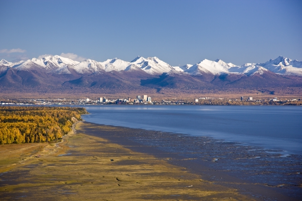 Aerial View Of The Anchorage Skyline Looking Southeast From Point