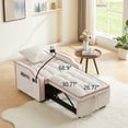 thumbnail image 3 of 33.85'' Sleeper Sofa Chair Bed with Charging Ports and Phone Holder and Cup Holder,Modern Velvet 3 in 1 Convertible Pull Out Single Sofa Chair Bed for Small Spaces Apartment,Beige, 3 of 8