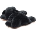 thumbnail image 1 of Zapatillas de piel para mujer, chanclas con puntera abierta, acogedora casa, sandalias de espuma viscoelástica, suaves, planas, cómodas, antideslizantes, spa, interiores y exteriores, 1 of 6