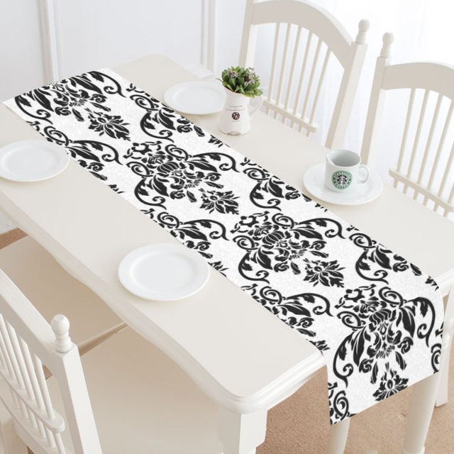 ABPHQTO Camino de mesa de Damasco Tribal bohemio, decoración del hogar, 40x180 cm, camino de mesa Floral de damasco étnico para decoración de banquete de boda