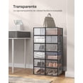 thumbnail image 3 of Cajas de Zapatos Plástico, Juego de 12 Organizadores de Almacenamiento, Caja Zapatero Plástico Plegable y Apilable para Zapatillas hasta talla 44, Transparente y Negro, 3 of 7