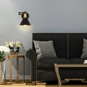 Oumilen SWING ARM Bedroom, Bedside Reading Wall Sconce, Brass & Black
