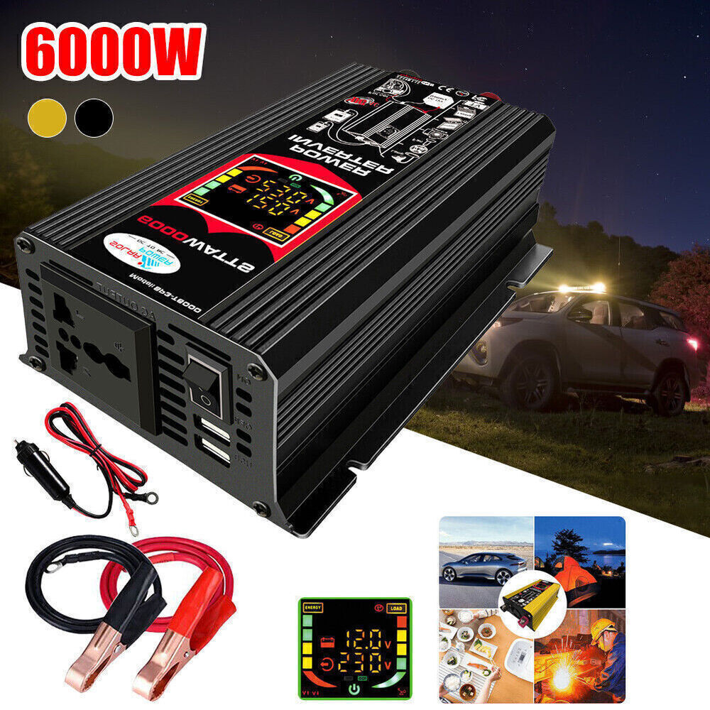 ligaofeng 12V 6000-W Surge Power Inverter with Dual USB Ports, MCU LCD Display