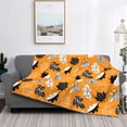 thumbnail image 5 of KLL Bold Black and White Leaves Orange Print Fleece Throw Blanket, Horizontal Fleece Bedding Cute Soft Blankets Comfy Fleece Flannel Plush Home Decor for Couch & Bed -40"x30", 5 of 9