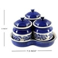 thumbnail image 2 of Homes Ceramic Jars With Lid And Holding Tray Multipurpose Barni For Chutney, Pickle Jar Storage Container, Dining Table Container Set (Pack Of 3, Blue), 2 of 4