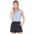 thumbnail image 1 of Camisa sin mangas de un solo pecho para mujer Azul claro M, 1 of 6