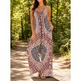 thumbnail image 4 of Women'S Casual Paisley Pattern Omper Spaghetti Strap Wide Leg Jumpsuit Summer Outfits With Pockets, 4 of 5