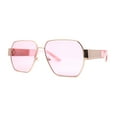 thumbnail image 1 of Womens Metal Rim Oversize Mafia Mob Fashion Sunglasses Gold Pink, 1 of 4