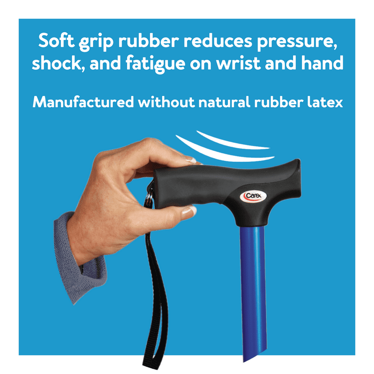 Carex Soft Grip Derby Adjustable Walking Cane Blue, 250 lb