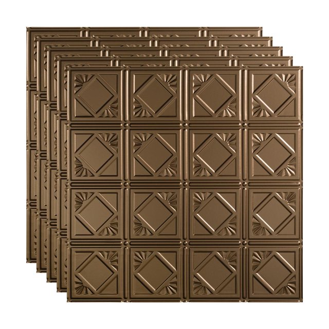 FASÄDE Traditional 4 Decorative Vinyl 2ft x 2ft Lay in Ceiling Panel in Argent Bronze (5 Pack)