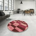 thumbnail image 4 of Ahgly Tapis Rond Lavable en Machine Intérieur Transitionnel Rouge, 3 Pieds Rond, 4 of 7