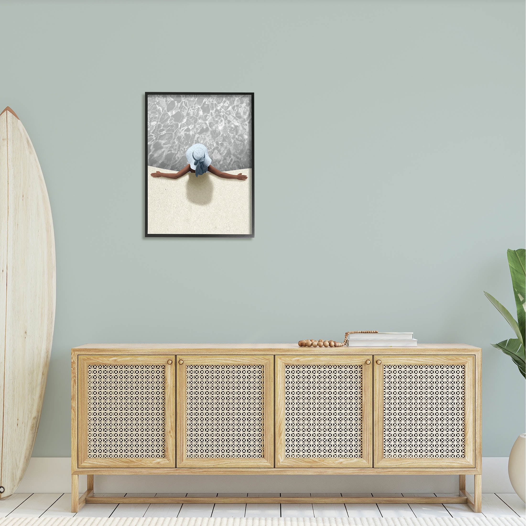 Stupell Industries Summer Aerial View Person Pool Water Graphic Art Black Framed Art Print Wall Art, Design by Marcus Prime