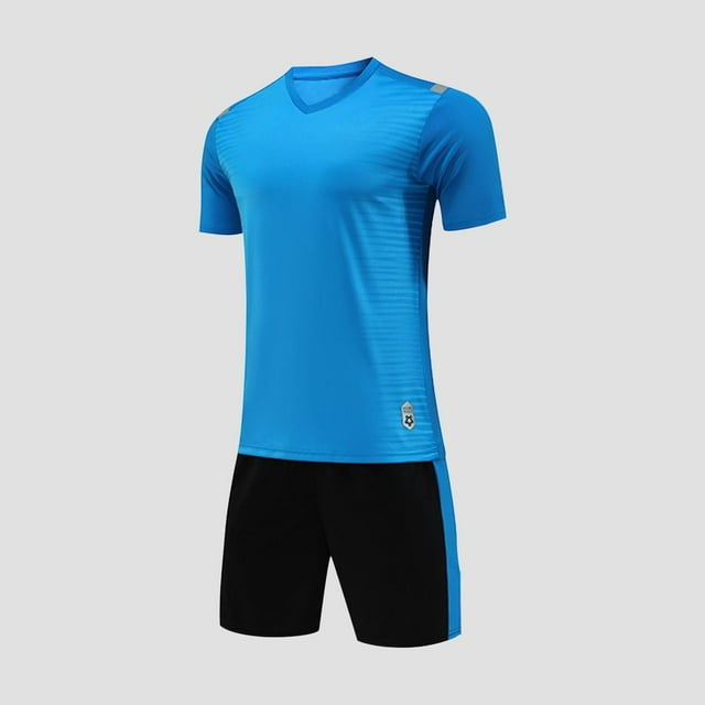 hengsof Ensemble de Maillot de Football à la Mode pour Enfants, Haut à Manches Courtes et Col Rond, Ensemble de Sport avec Shorts à Taille Élastique, Confortable, Respirant, Absorbant la Transpiration, Séchage Rapide, Uniforme de Sport Deux Pièces