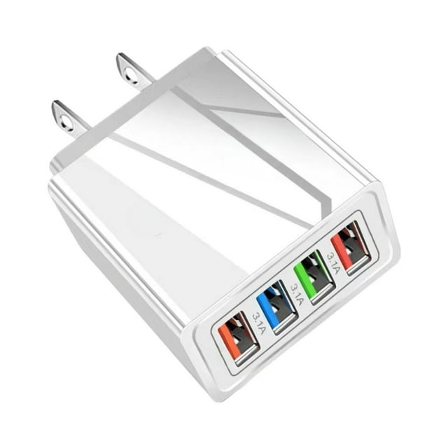 Phone Charger,4-Port Wall with Intelligent Temperature Control,Control and Multi Protection System for All Phones, Fast Charging,4-Port Quick Charge 3.0 Hub