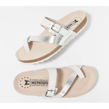 

MEPHISTO Leather Toe Loop Sandals - Nalia in White