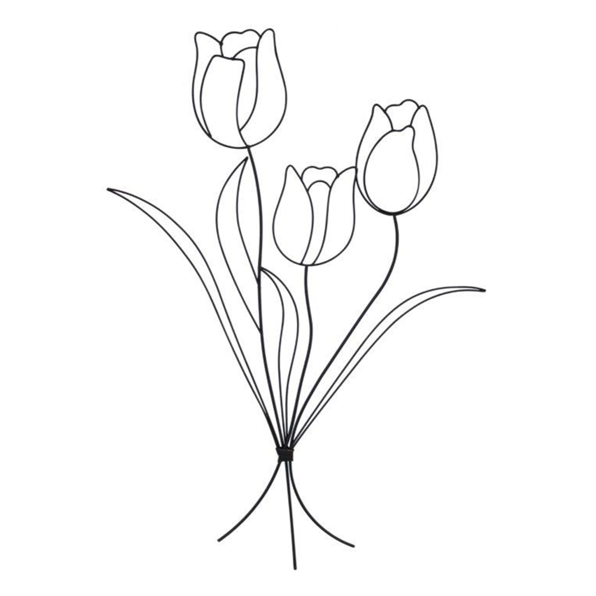 Tulip Line Art 16.25"L x 22.5"H Metal