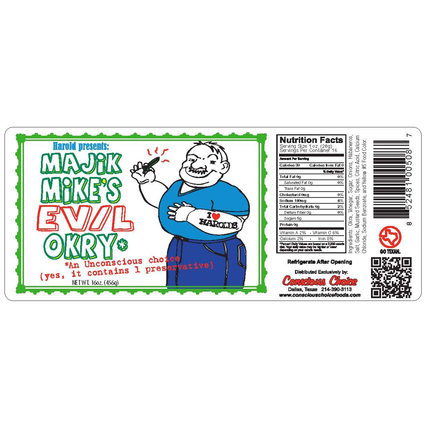 Harold's - Majik Mike’s Evil Okra - Sweet and Spicy Okra - Made with Pickled Onion and Habanero - Made in Texas - 16 oz - 2 Pack