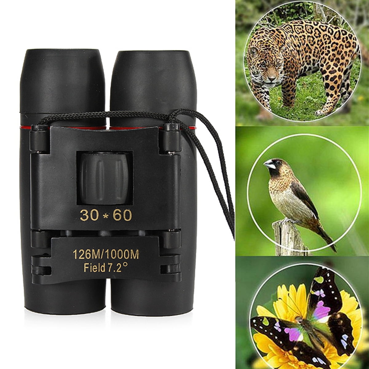 Day And Night Vision 30x60 126m 1000m Folding Binoculars Telescope w Strip&Bag by