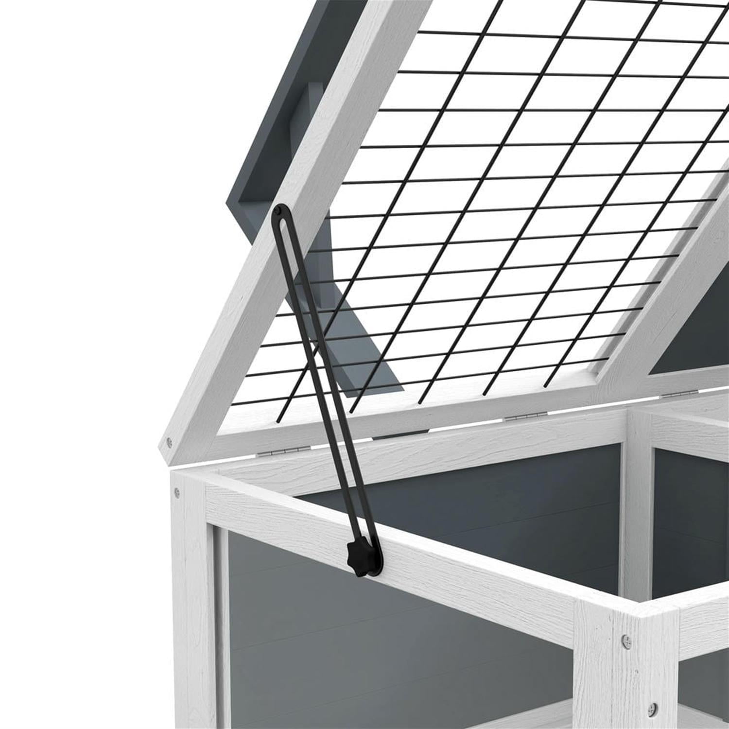 resenkos 32" Wooden Tortoise House with Lamp Holder, Reptile Cage Enclosure for Turtles, Lizards, Snakes, Small Animal Habitats, Gray