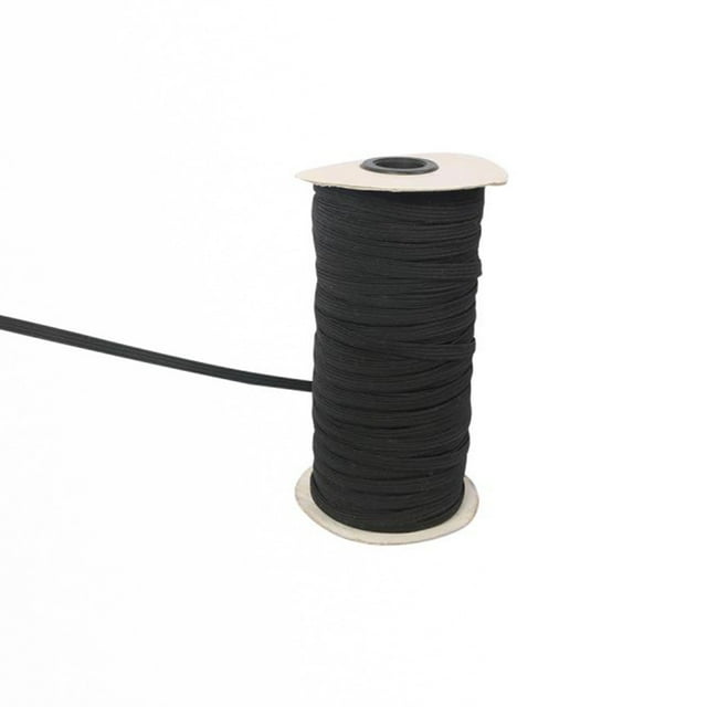 100 Yards Length Wide Braided Elastic Rope Knitted Elastic Band for DIY Sewing Crafts/Mask 3mm Black