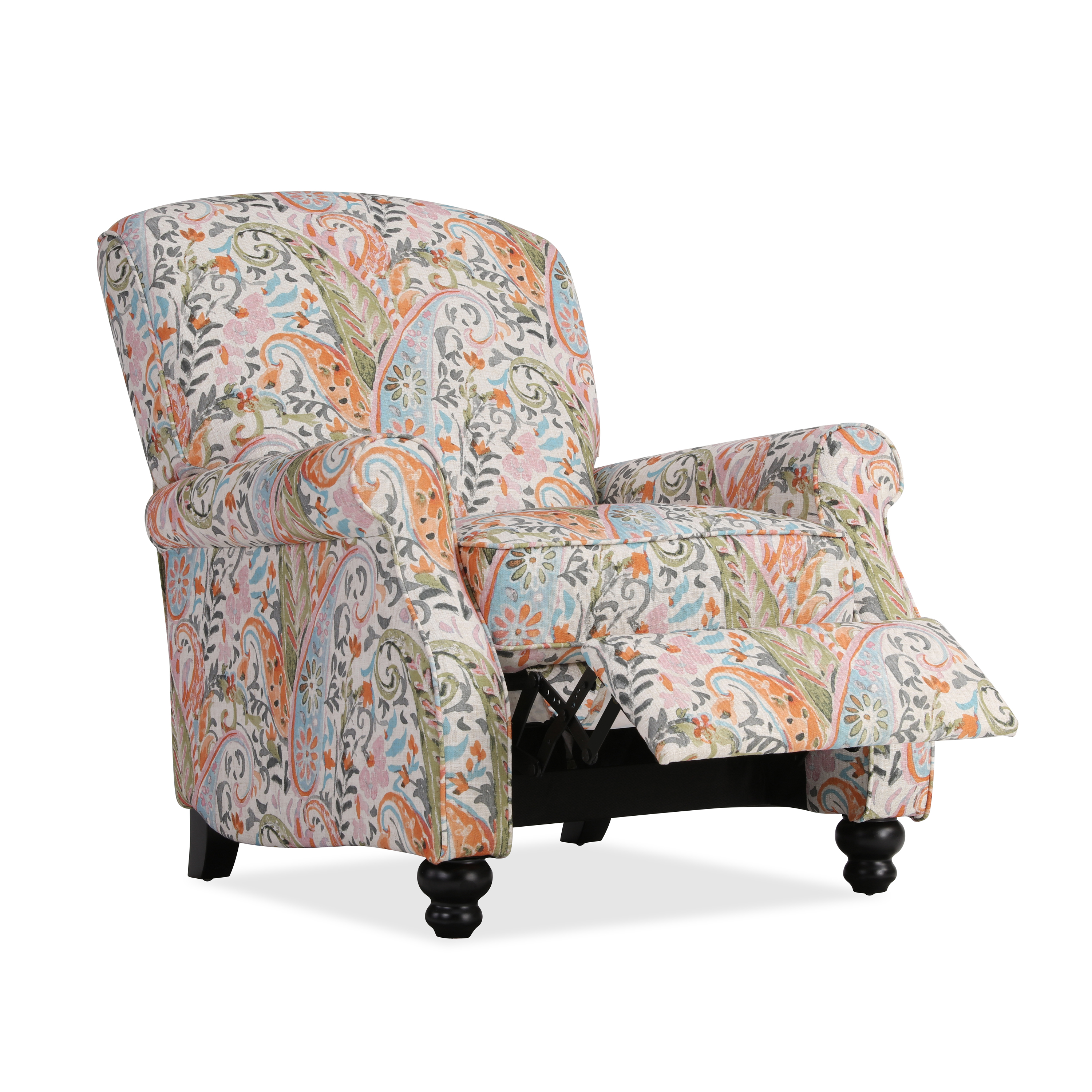 Homesvale Augusta Push Back Recliner Chair in Multi Mango Paisley