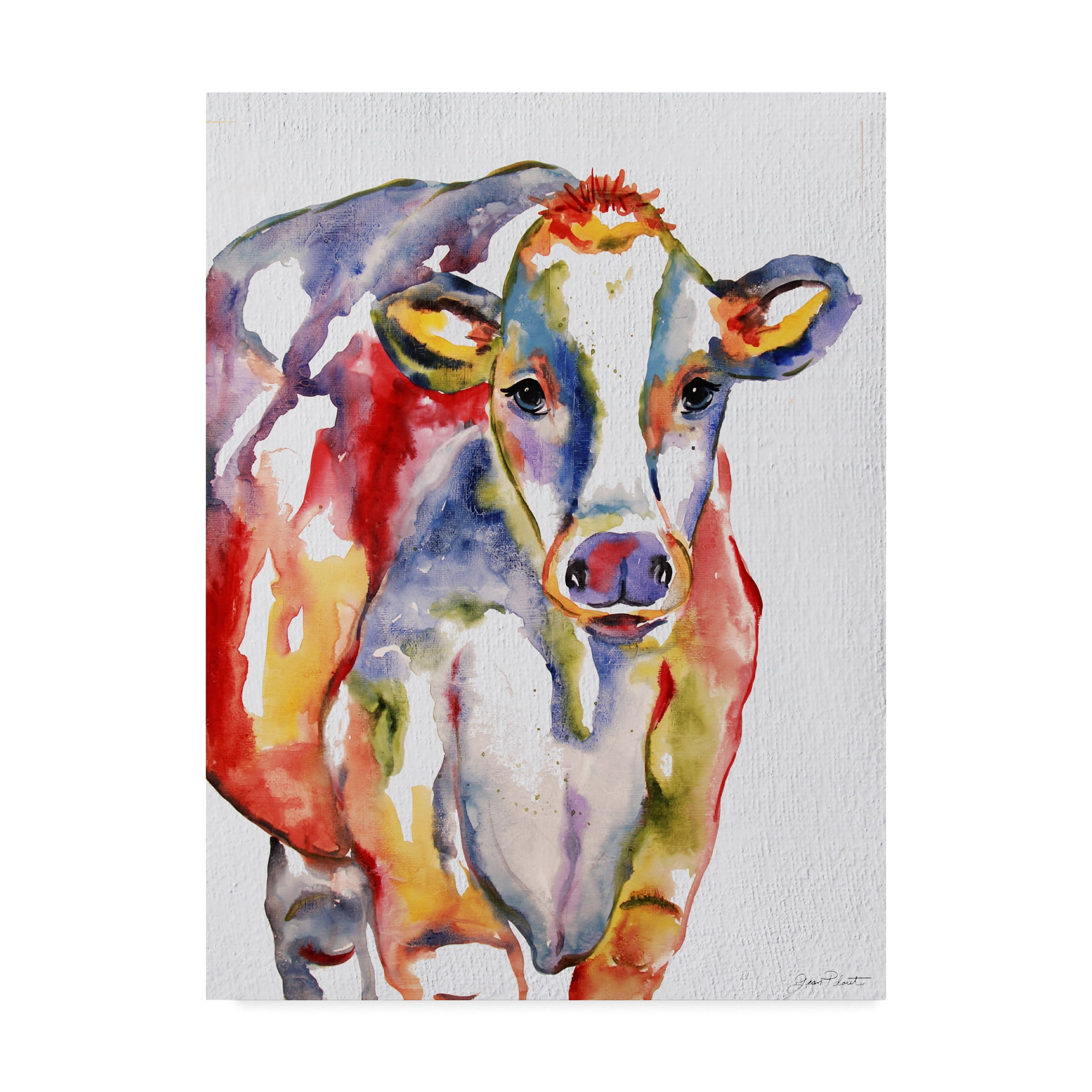 Trademark Fine Art 'Colorful Cow' Canvas Art by Jean Plout Walmart