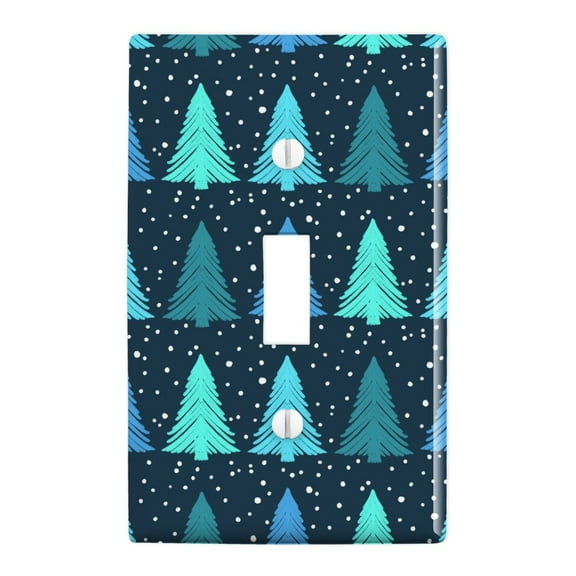 Snowy Christmas Trees Pattern  Plastic Wall Decor Toggle Light Switch Plate Cover
