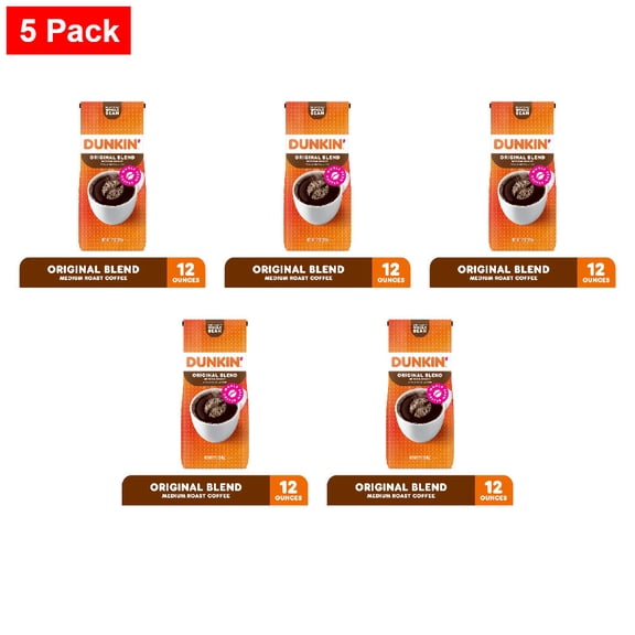 Dunkin’ Original Blend Medium Roast Whole Bean Coffee 12 oz - 5 Pack