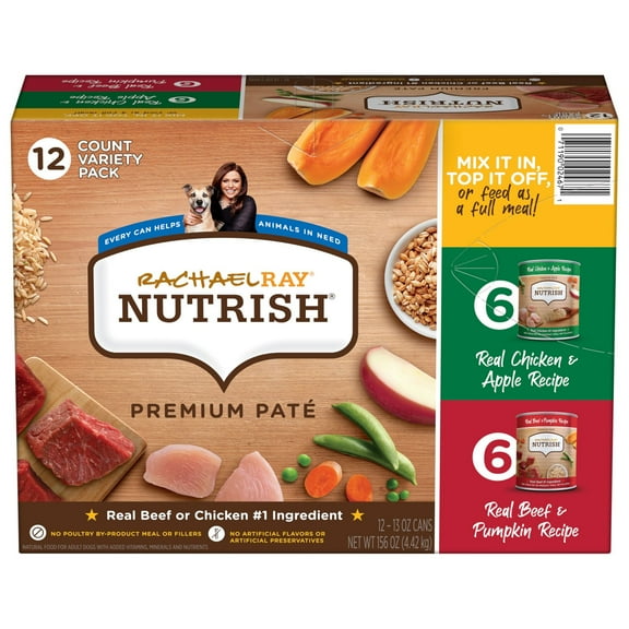 Rachael Ray Nutrish Premium Paté Variety Pack Wet Dog Food, 13 oz. Cans, 12 Count
