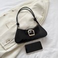 thumbnail image 3 of Bolso de hombro para mujer Bolsos Moda Brillante PU Sólido Bolsos para axilas (Negro) Ehuebsd Para Estrenar, 3 of 9