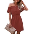 thumbnail image 2 of Vestido con hombros descubiertos, vestido con hombros descubiertos, vestido de verano puro, vestido casual, uso conveniente, 2 of 6