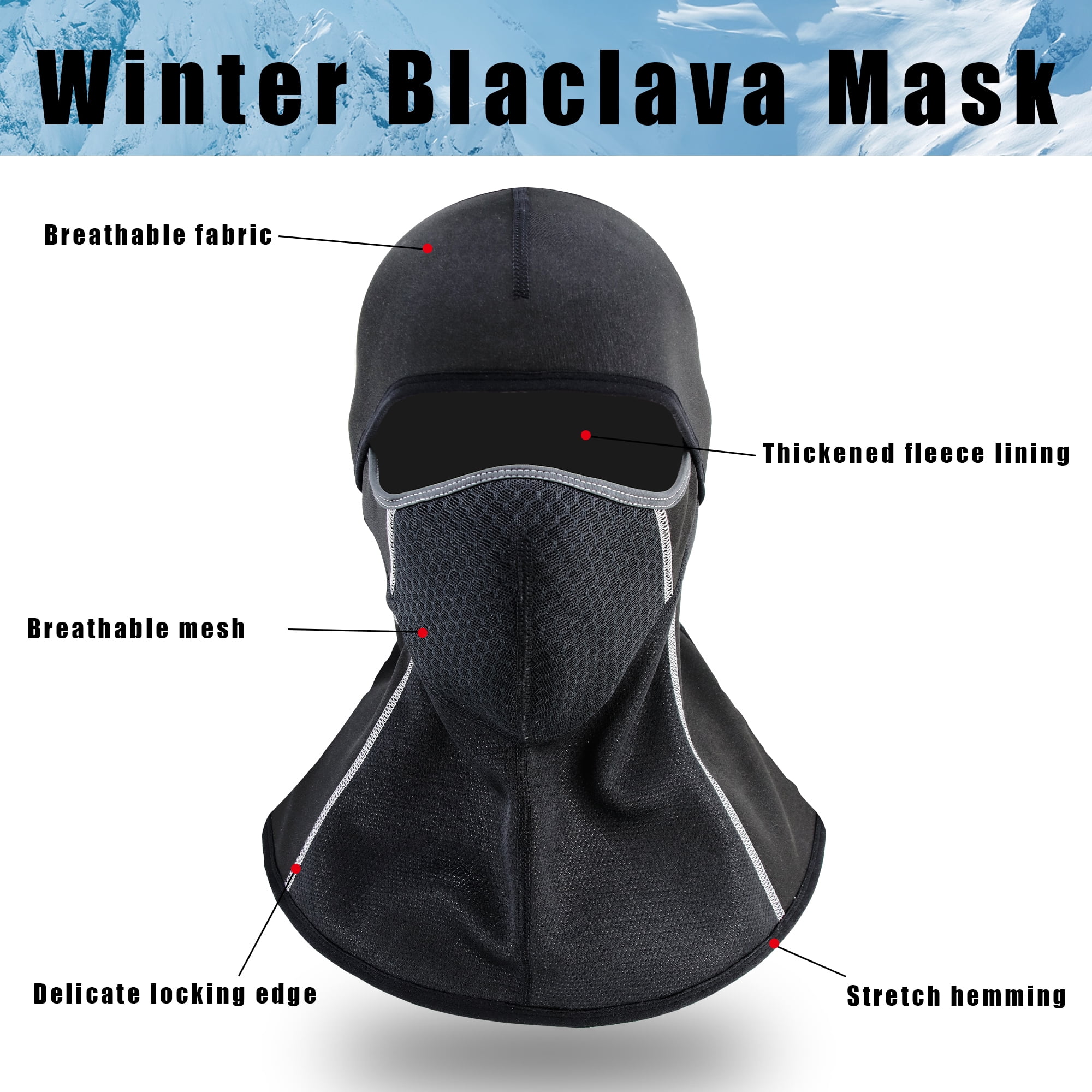 Balaclava Face Mask Ski Mask for Men Women Full Cover Mask for Outdoor Activities Black