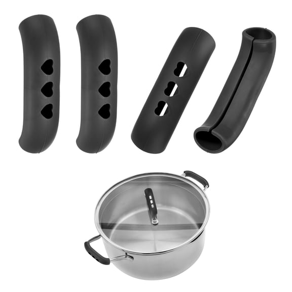 4-Pack Silicone Assist Handle Holder Grip, Heat Resistant Non-Slip Pot Grip Hot Handle Sleeve for Frying Cast Iron Skillet [Black]