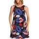 thumbnail image 1 of Easygdp American With Lips para Vestido Transpirable de Mujer, Vestido Suelto de Manga Corta con Pliegues y Bolsillos para el Verano, 1 of 7