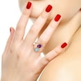 thumbnail image 2 of KIRAN FINE JEWEL Oval Blue Topaz Amethyst Cocktail Band Ring Rose Gold Plated 925 Silver Wedding Women Gemstone Statement Jewelry Gift For Her, 2 of 5