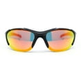 thumbnail image 2 of Mens Color Mirror 90s Styling Oval Roung Sport Rimless Plastic Wrap Sunglasses Black - Red Orange Mirror, 2 of 4