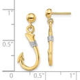 thumbnail image 3 of FB Jewels 14K White and Yellow Two Tone Gold 3D Fish Hook with White Rope Dangle Earrings, 3 of 3