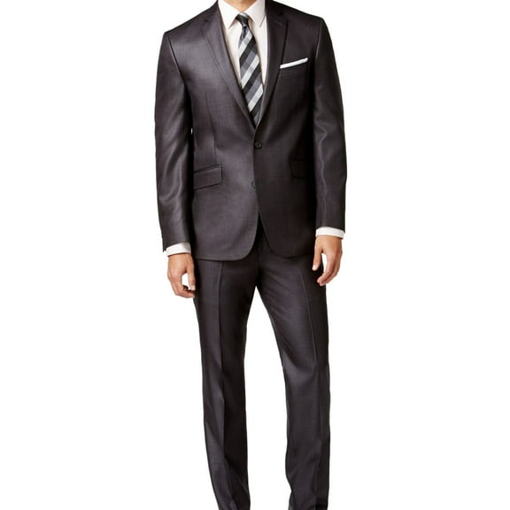 Kenneth Cole Mens Solid Dress Pants Slacks, Grey, Big & Tall, 46 BigW x UnfinishedL