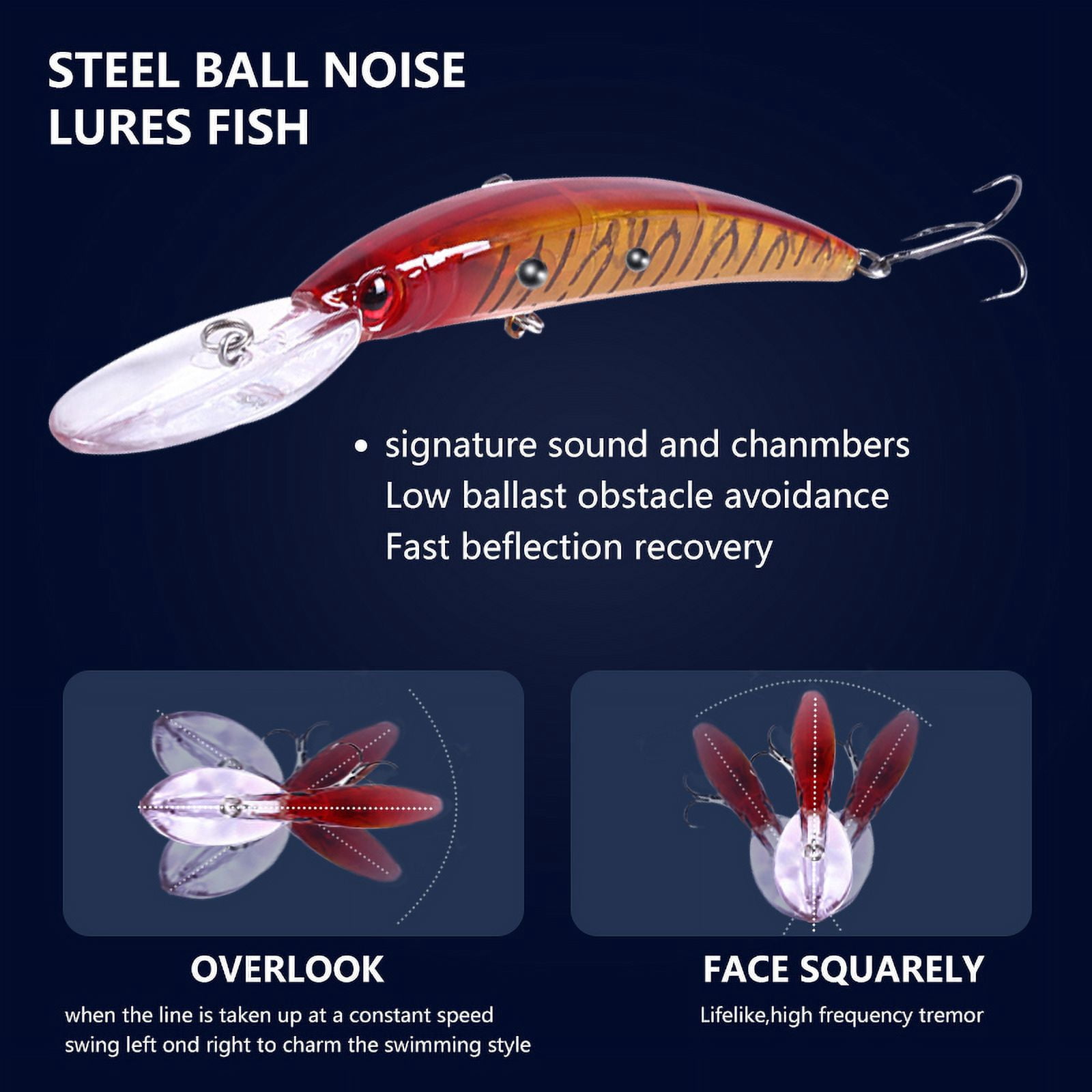 HENGJIA Fishing Lures Large Hard Bait Minnow VIB Lure with Treble Hook Life-Like Swimbait Fishing Bait Popper Crankbait Sinking Lure for Bass Trout Walleye Redfish