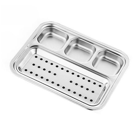 

Mosiee Stainless Steel Sauce Dish Seasoning Dish Snack Plate Divided Food Dipping Bbq