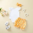 thumbnail image 5 of Fesfesfes Toddler Kids Baby Girls Cartoon Letter Print Blouse Shorts Headwear Clothes Set, 5 of 7