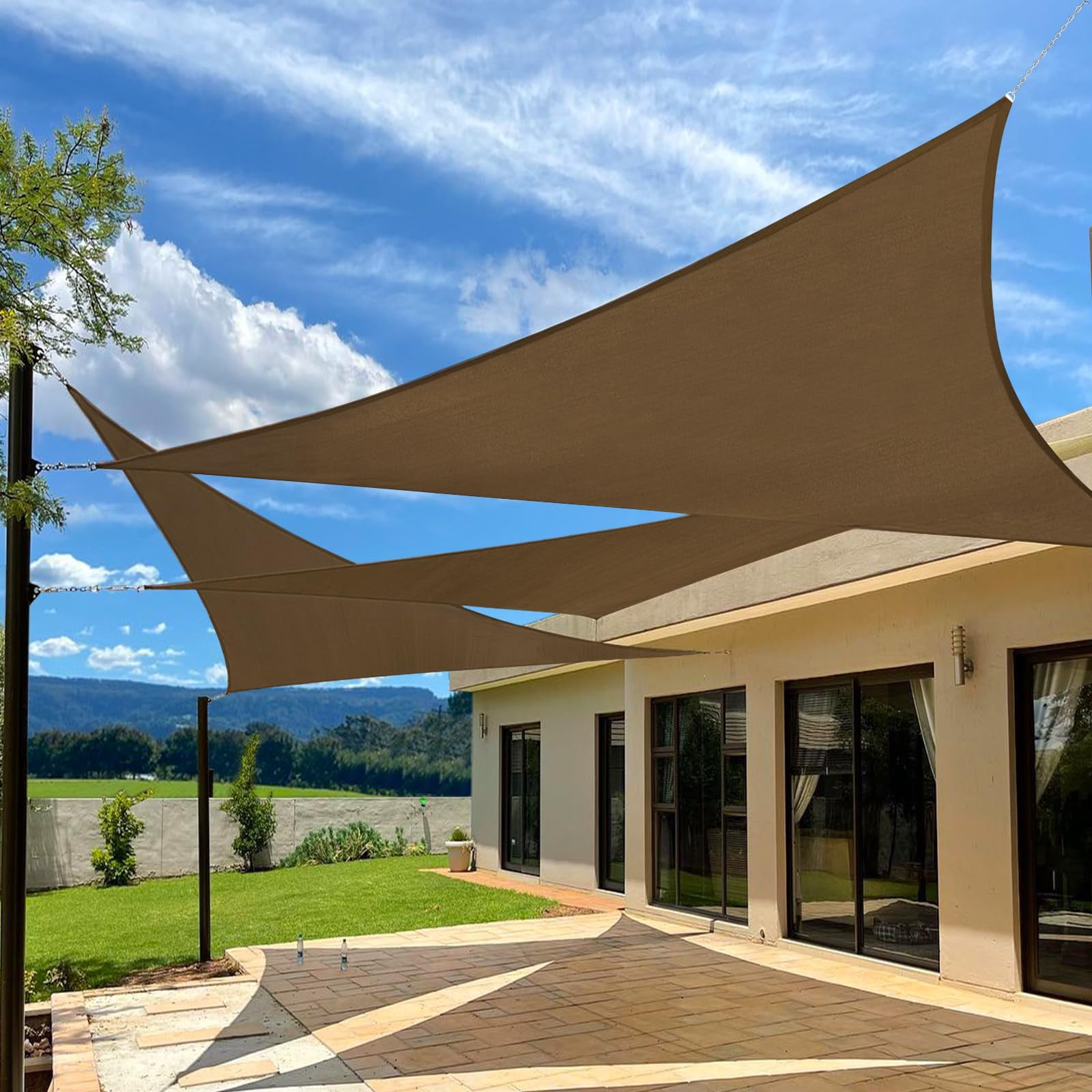Outdoor Sunshade Sail Canvas Canopies & Privacy Screens Shading for Patio Garden Backyard, 10'x10'x14'
