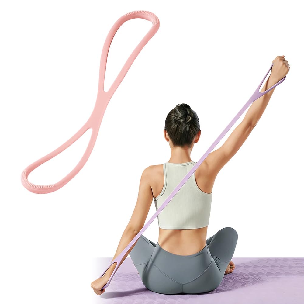 Resistance Band Figure 8, Portable Elastic Exercise Band With Non-Slip Handles, Full Body Strength Training Workout Band For Yoga, Gym And Physical Therapy For Adults