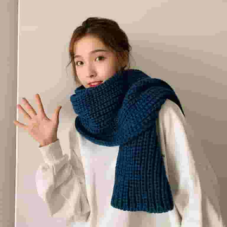【正規販売店】 Solid Knitted Scarf Women Color Keep Soft Thickened Plain Clothing