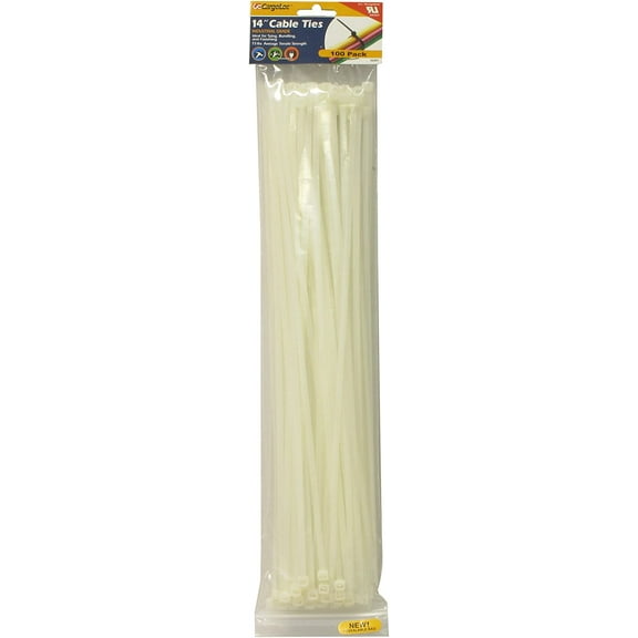 CargoLoc 32491 Nylon Cable Ties, 14-Inch, Natural - Pack of 100